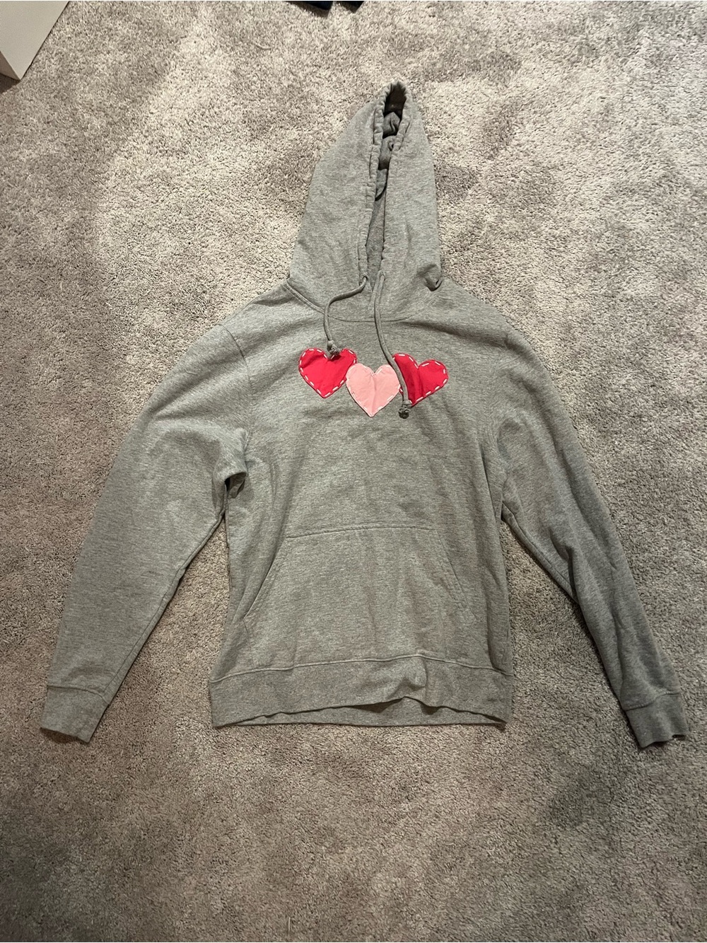 Women’s Gray Hoodie Sweater with Pink and Red Heart